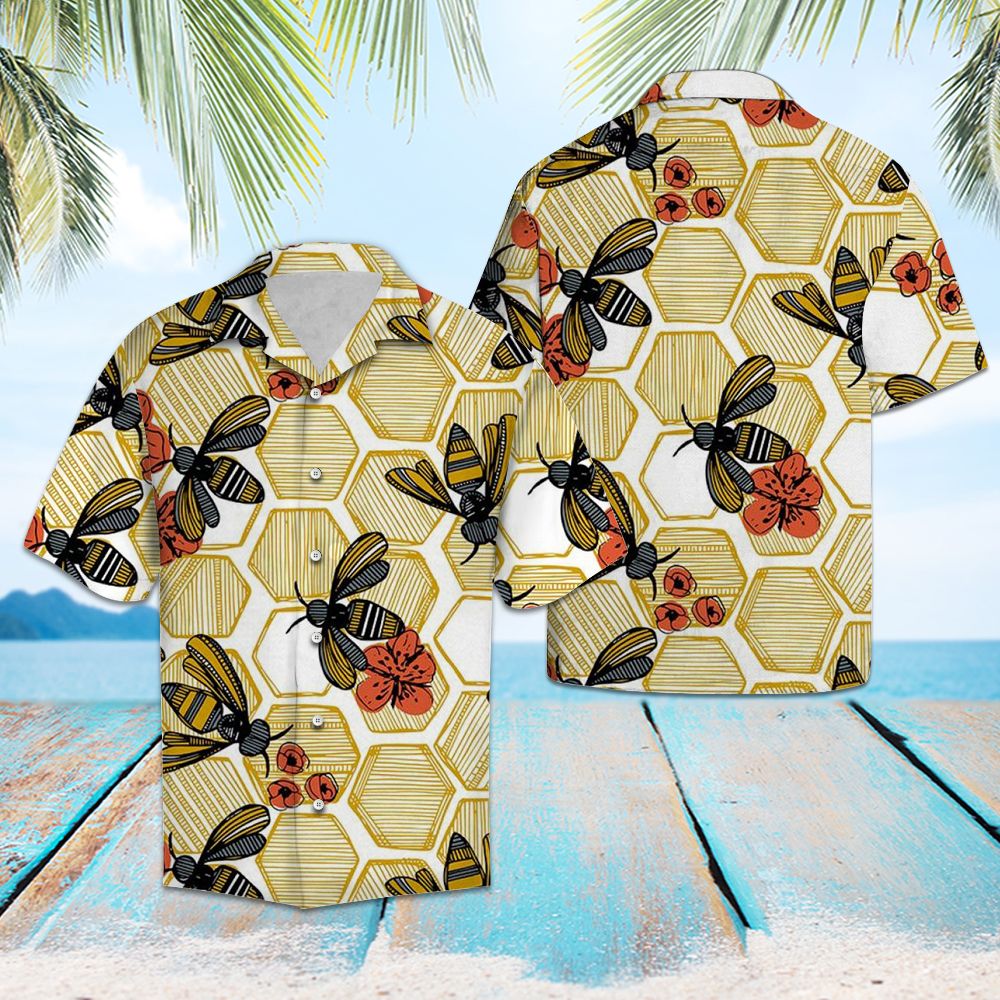 Honey Bee Hexagon G5707 - Hawaii Shirt