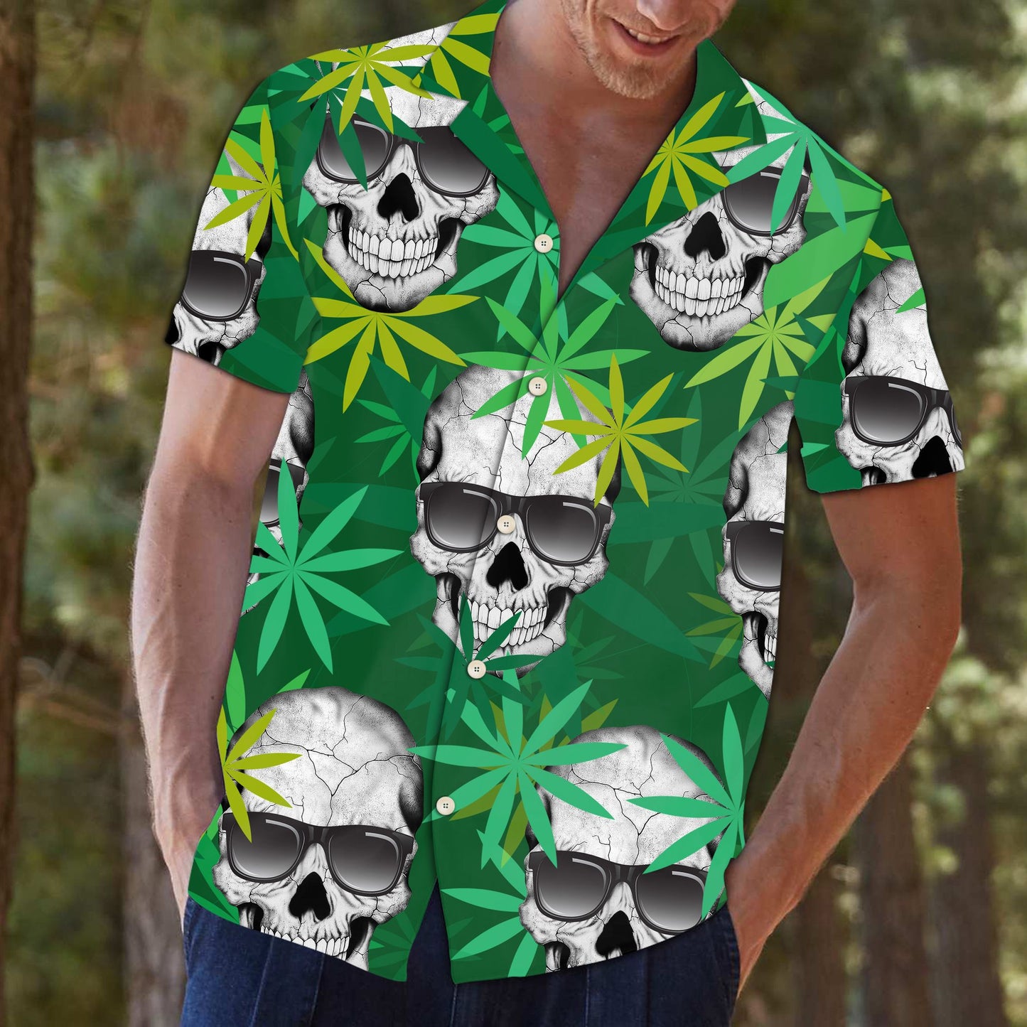 Green Skull D0807 - Hawaii Shirt