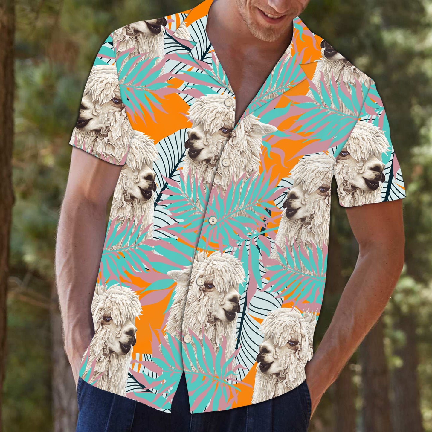 Llama Tropical Pattern D0807 - Hawaii Shirt