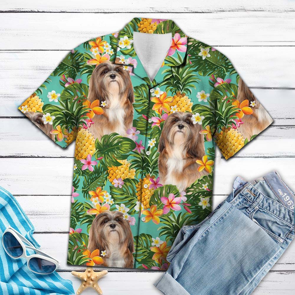 Tropical Pineapple Lhasa Apso H77071 - Hawaii Shirt