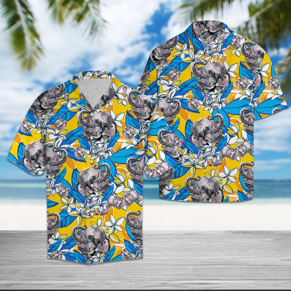 Elephant Plumeria Flowers T0907 - Hawaii Shirt