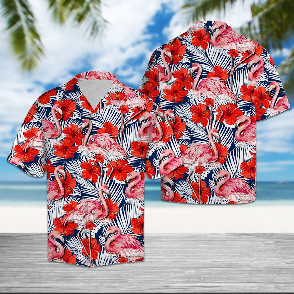 Flamingo Hibiscus Flower T0907 - Hawaii Shirt