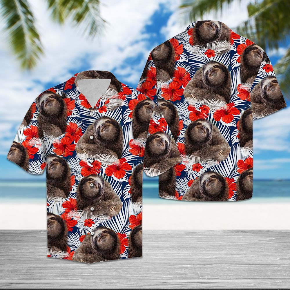 Sloth Hibiscus Flower T0907 - Hawaii Shirt