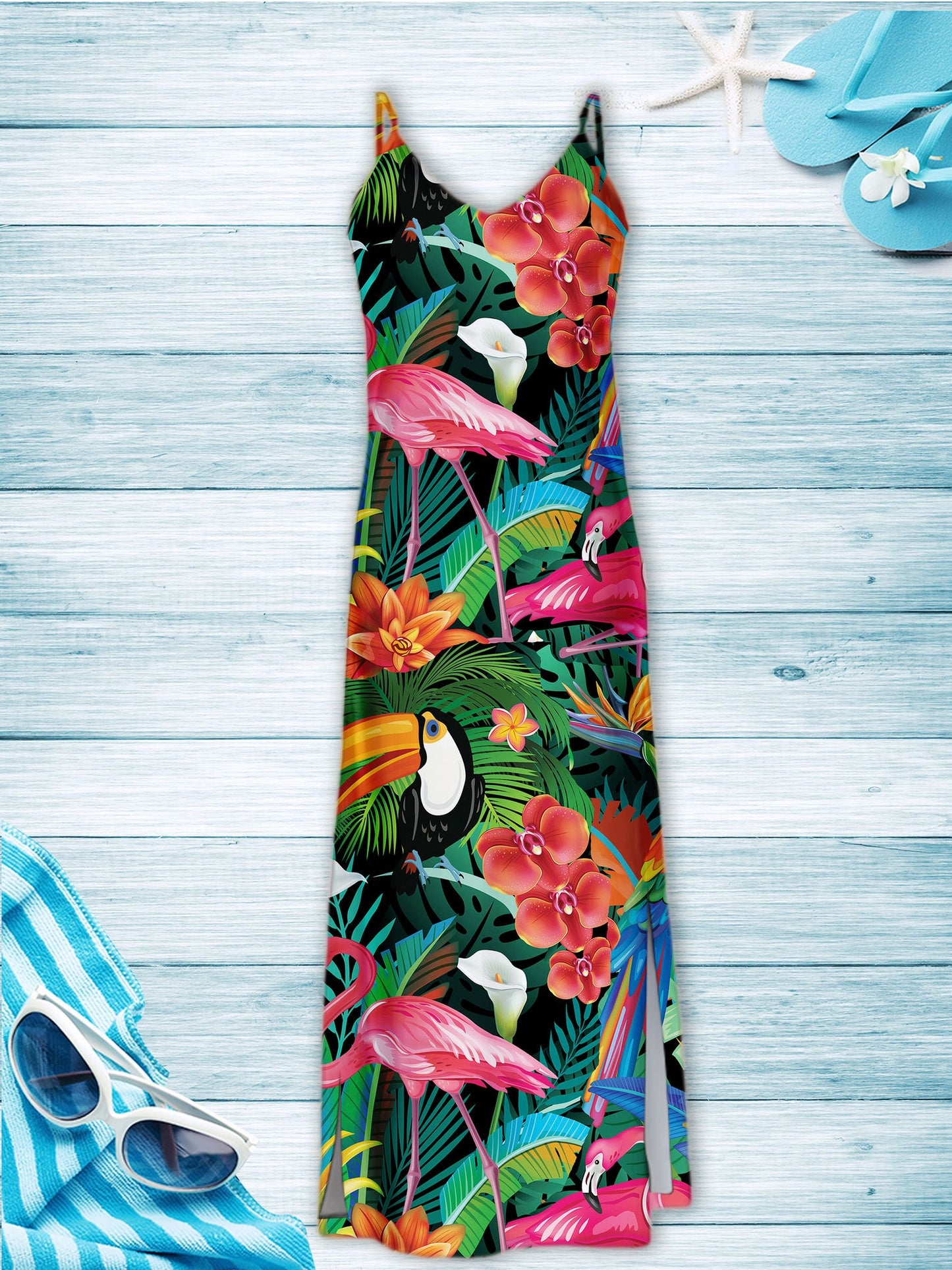 Hawaiian Parrot Flamingo Tropical T1307 - Hawaii Dress