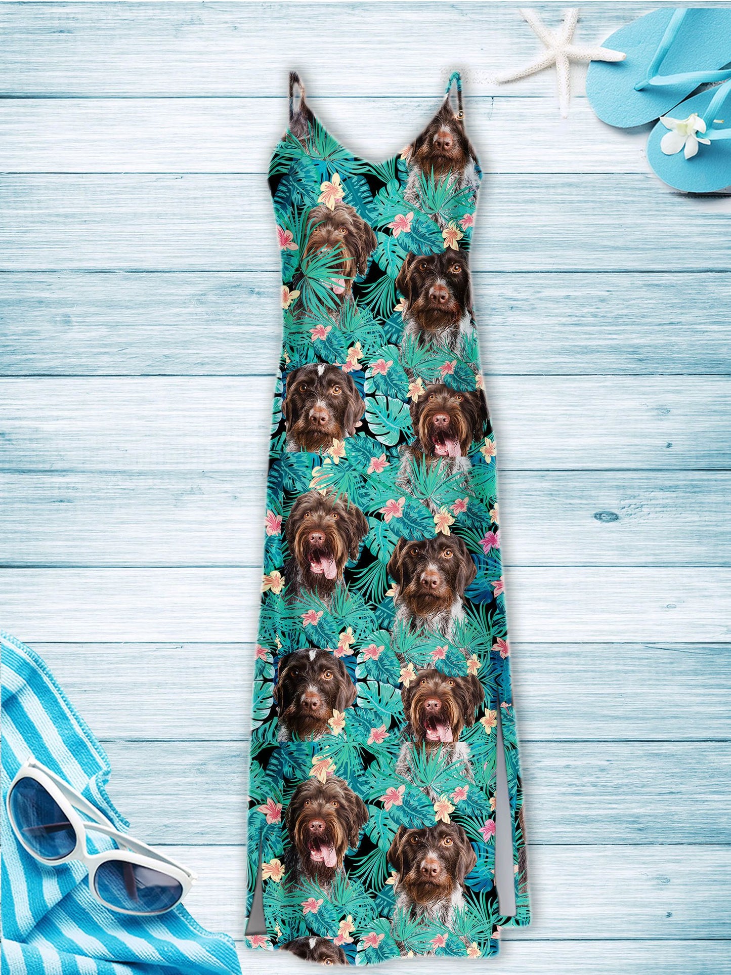 Hawaiian German Wirehaired Pointer Tropical T1407 - Hawaii Dress