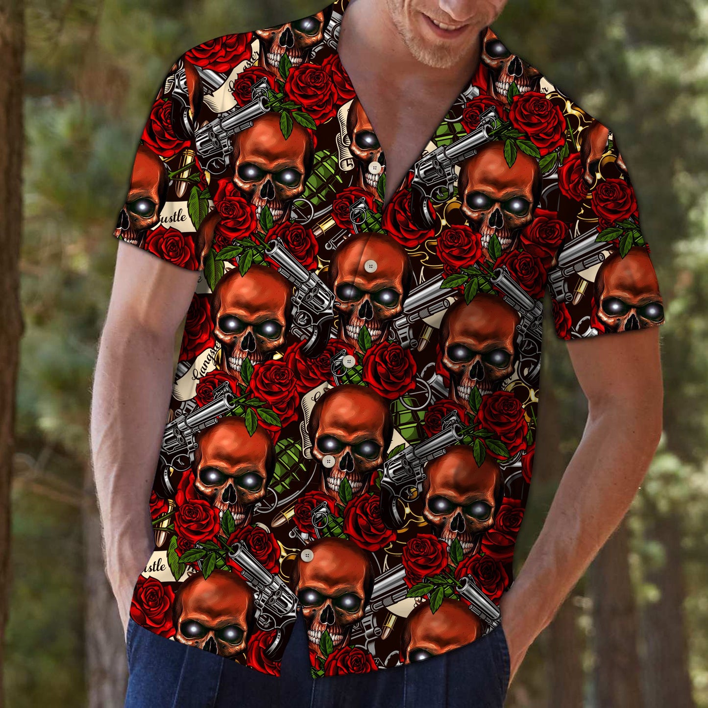 Skull Rose D1507 - Hawaii Shirt