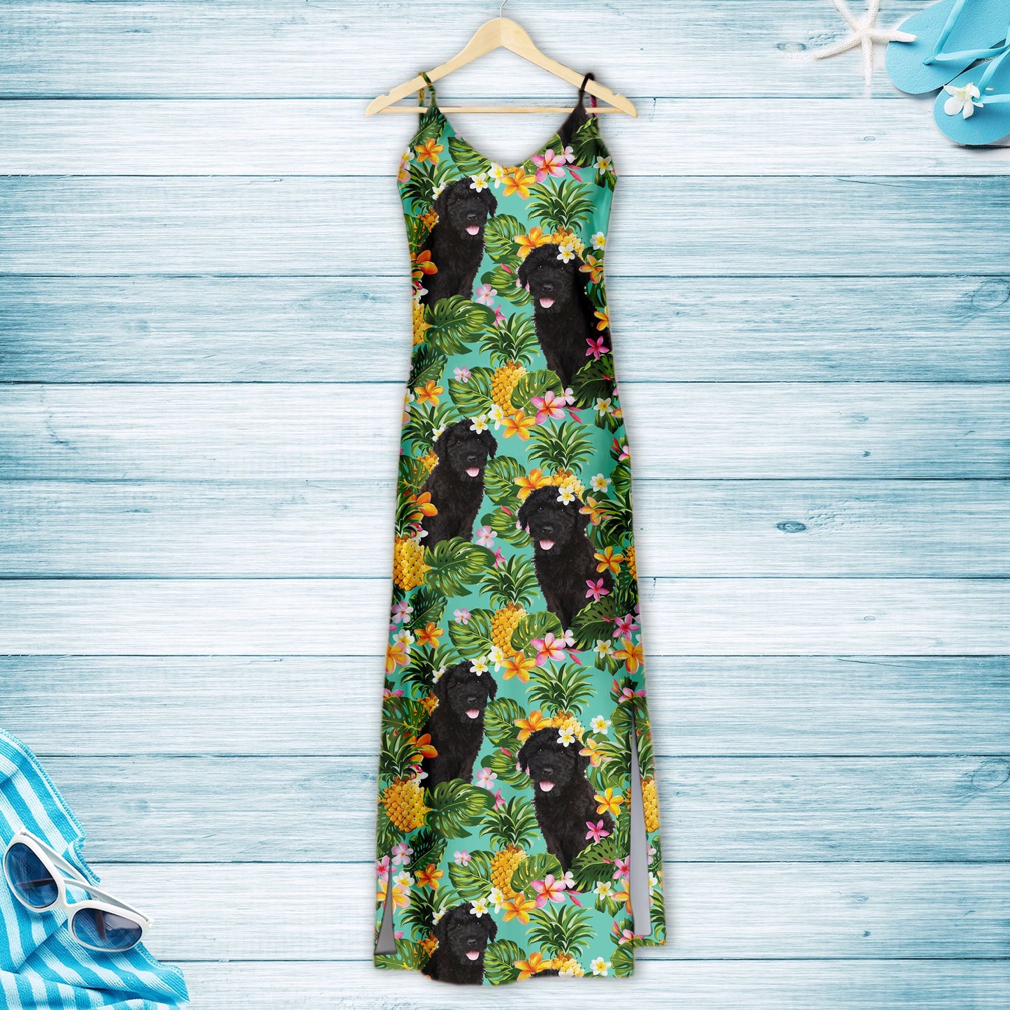 Hawaiian Tropical Pineapple Black Russian Terrier H157078 - Hawaii Dress