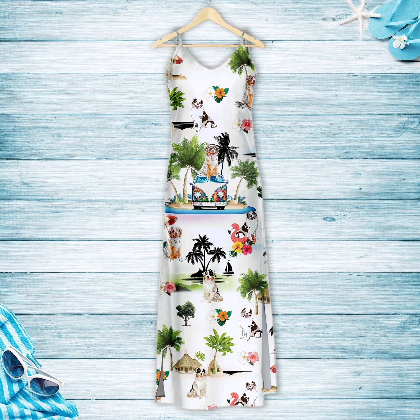 Hawaiian Australian Shepherd On Vacation G5716 - Hawaii Dress