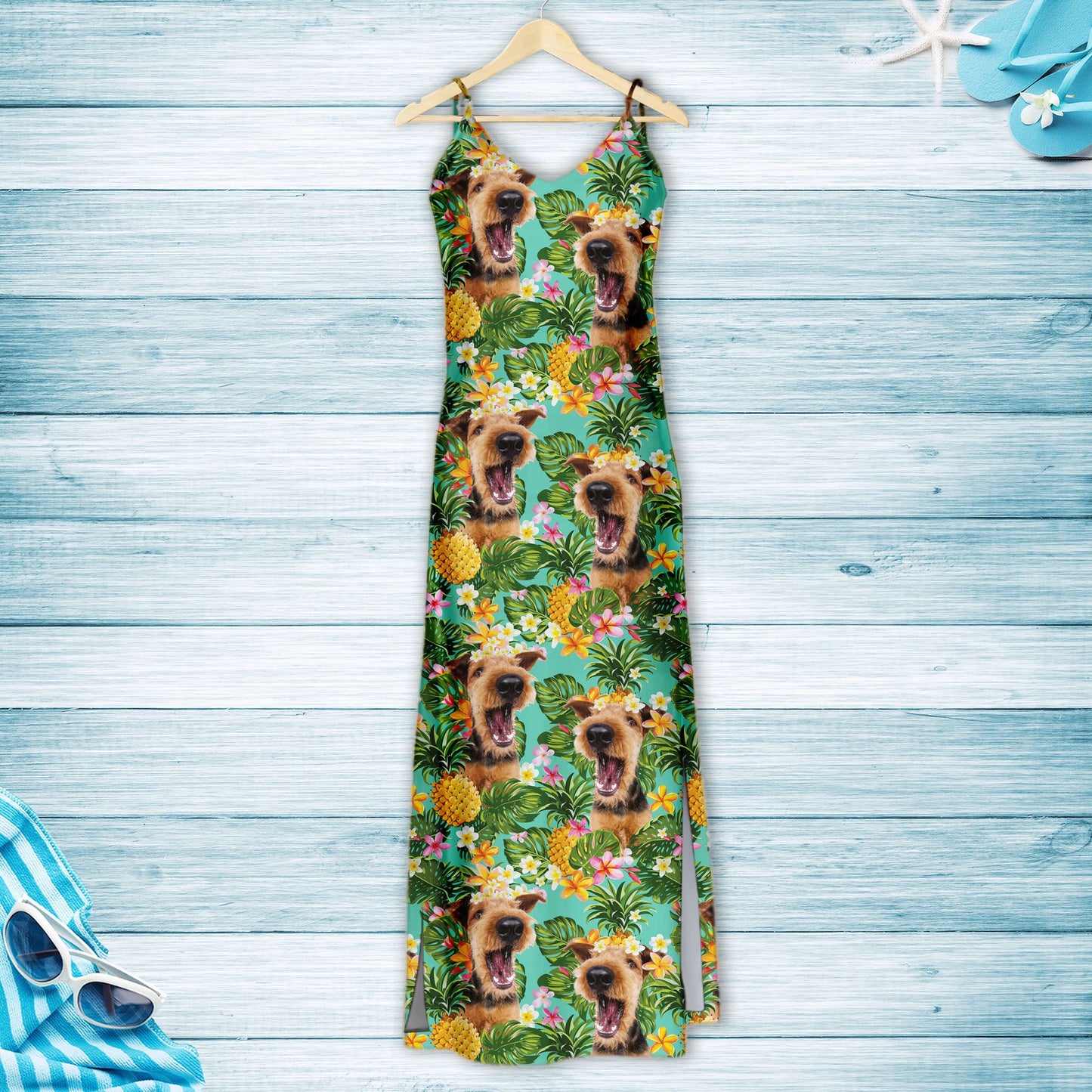 Hawaiian Tropical Pineapple Airedale Terrier H167001 - Hawaii Dress