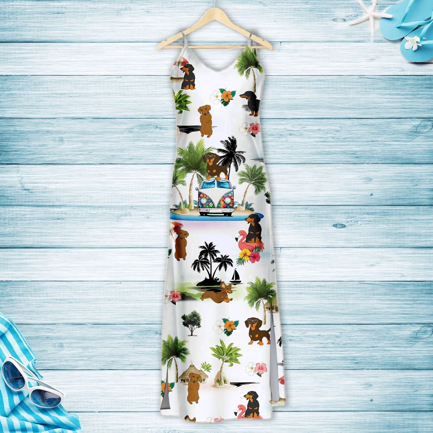 Hawaiian Dachshund On Vacation G5716 - Hawaii Dress