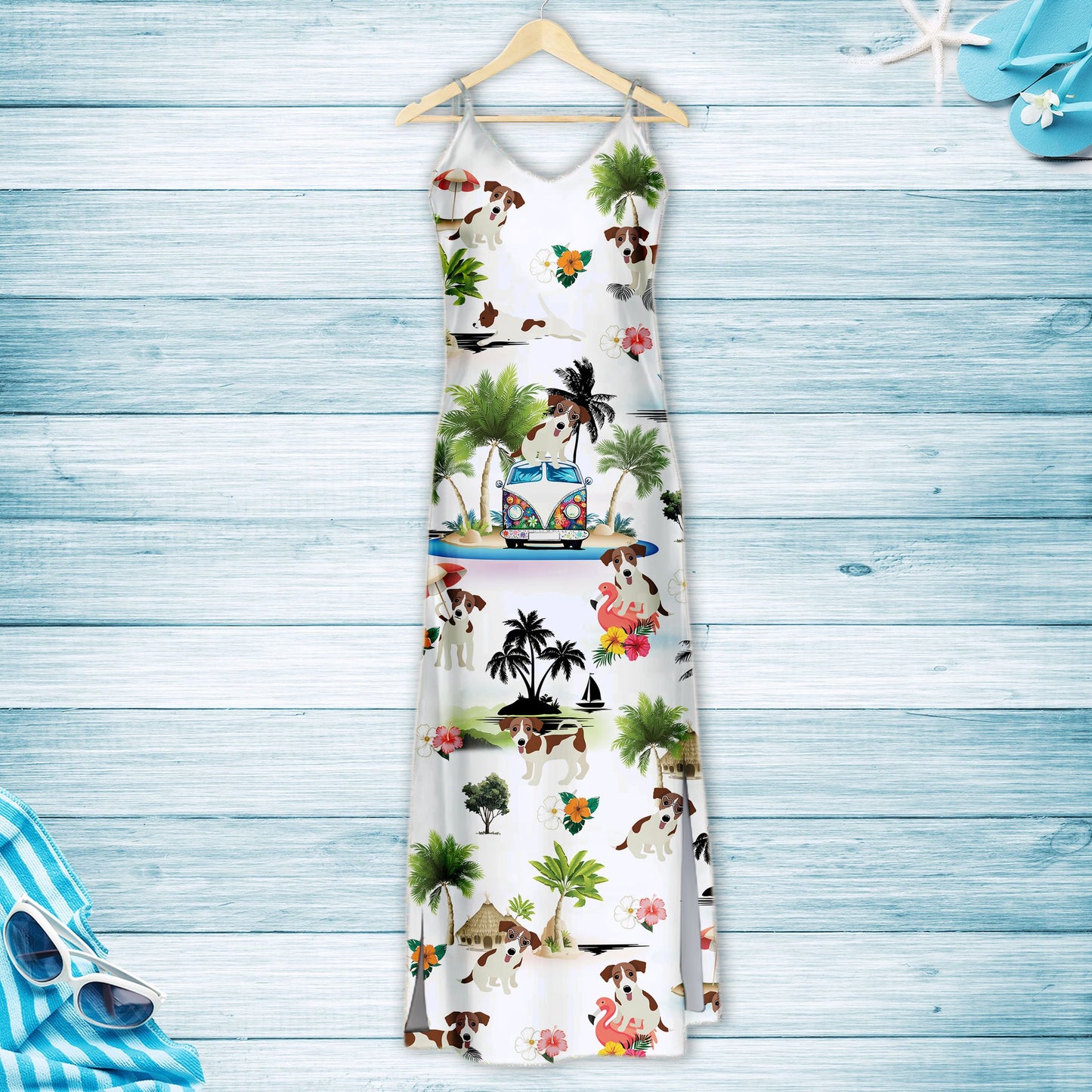 Hawaiian Jack Russell Terrier On Vacation G5716 - Hawaii Dress