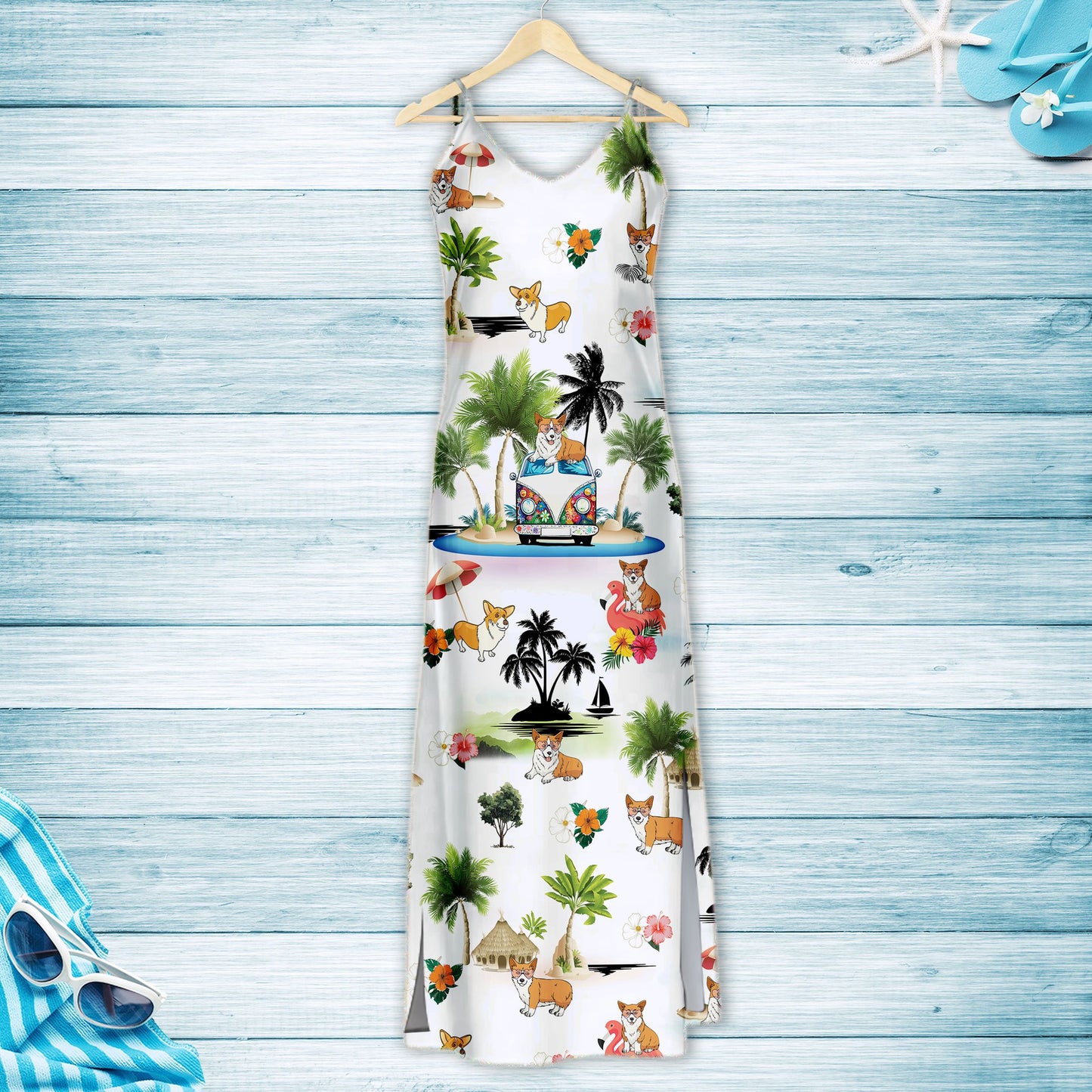 Hawaiian Pembroke Welsh Corgi On Vacation G5716 - Hawaii Dress