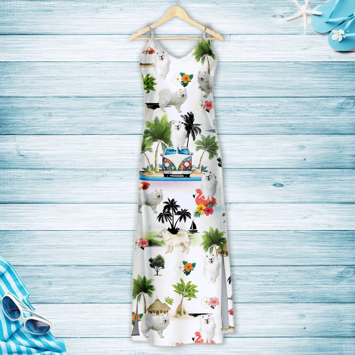 Hawaiian Samoyed On Vacation G5716 - Hawaii Dress