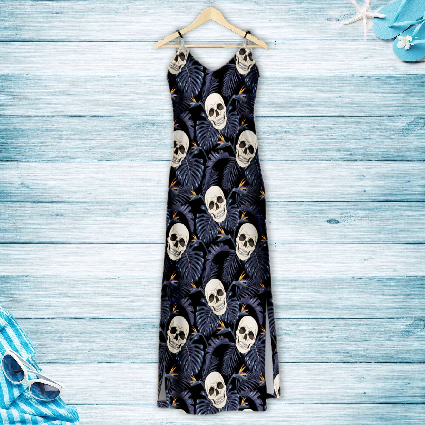 Amazing Skull And Tropical Leaves H167102 - Hawaiian Dress