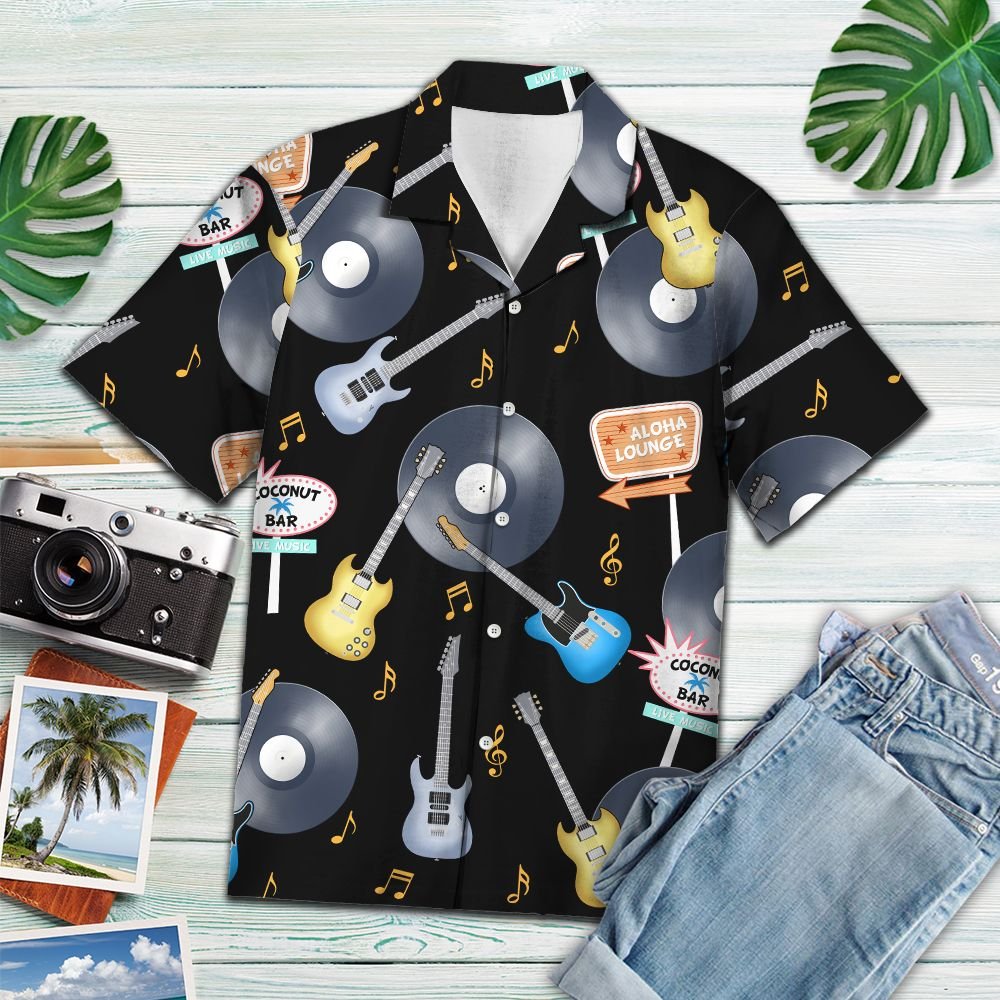 Vinyl Rock and Roll Black H28820 - Hawaiian Shirt