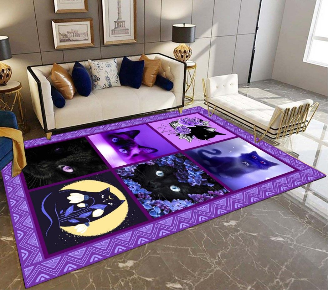 Purple Black Cat D0708 Rug