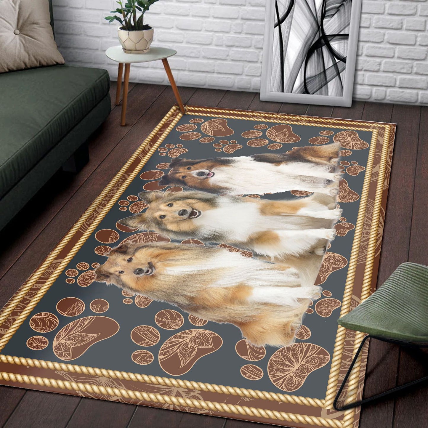 Sheltie Floral Paw H7853 - Rectangle Rug