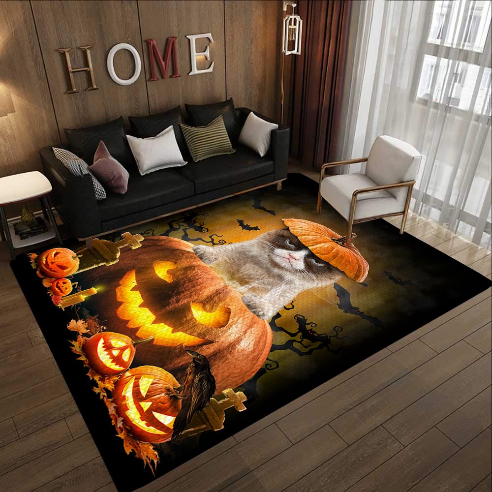 Grumpy Cat Pumpkin Halloween D1008 Rug