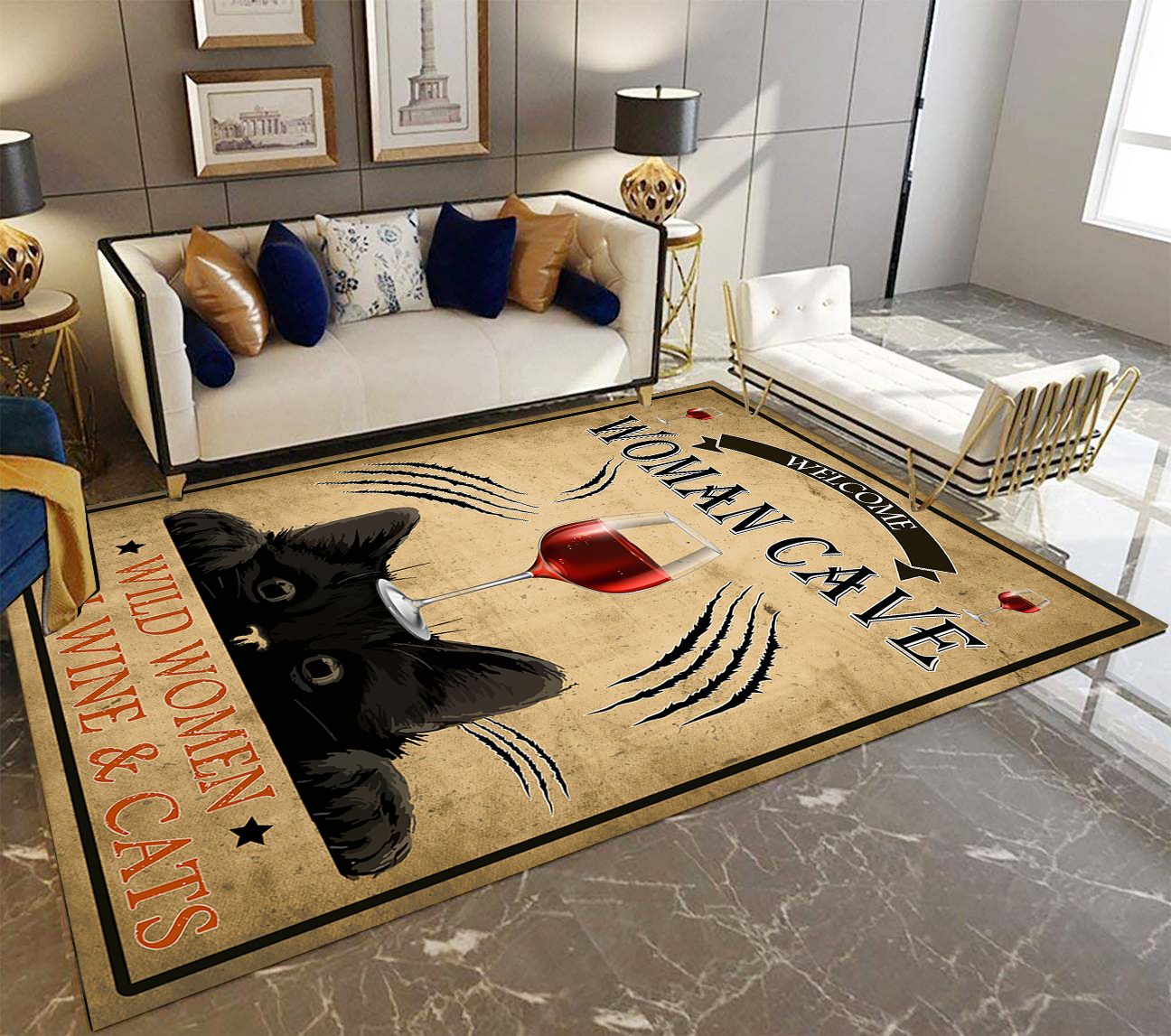 Black Cat And Wine T1108 Rug