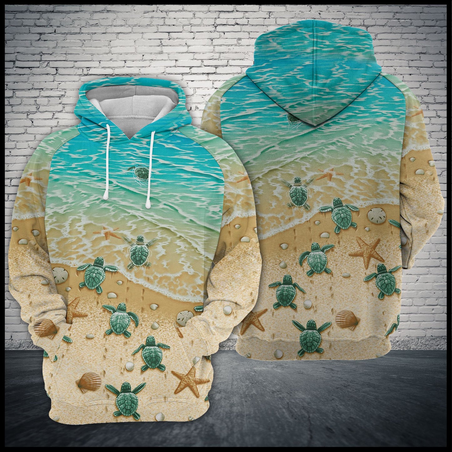 Little Turtle Back To The Sea G5814 - All Over Print Unisex Hoodie