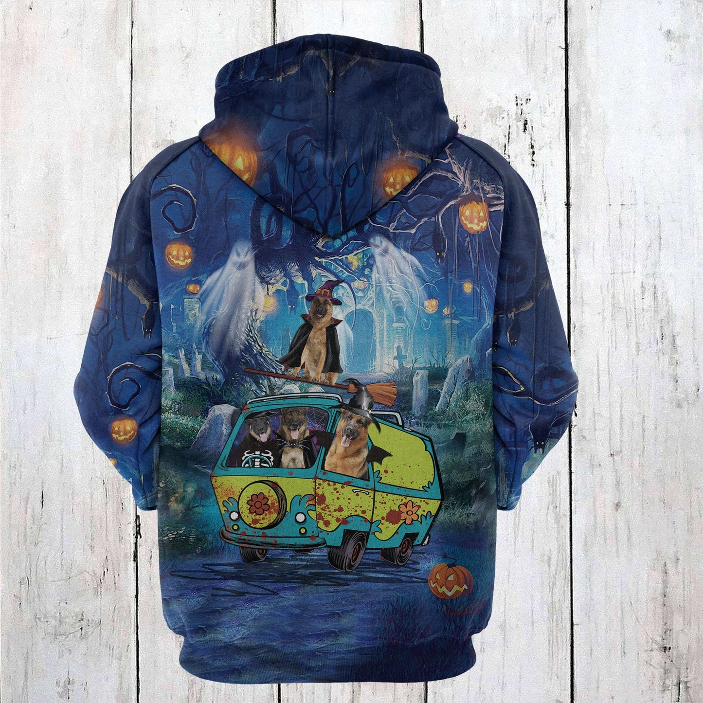 German Shepherd Night Halloween T2408 - All Over Print Unisex Hoodie