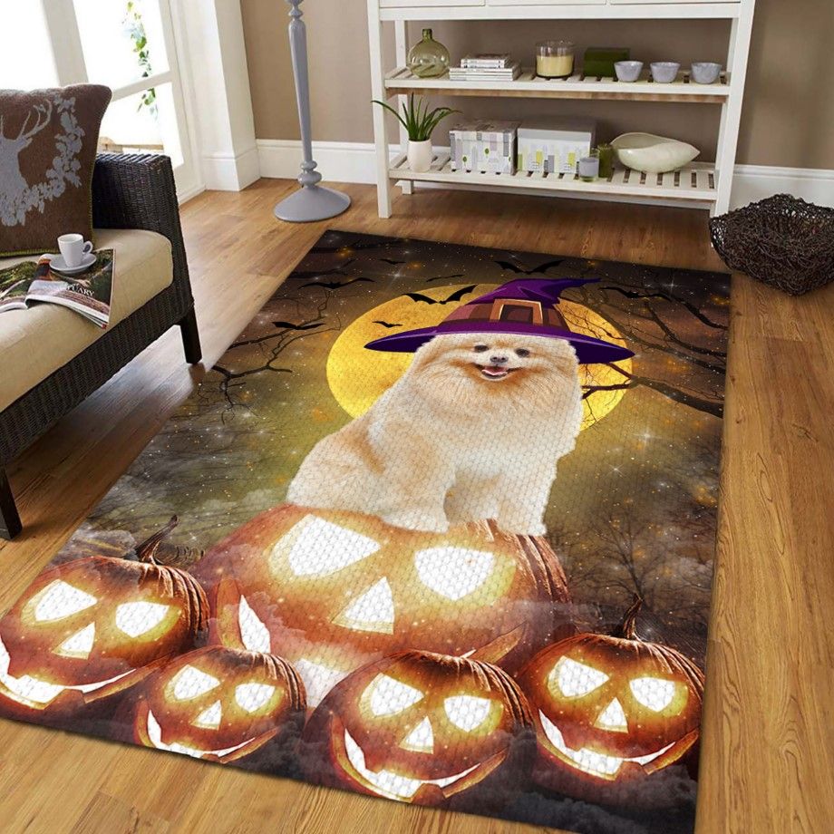 Pomeranian Halloween Night Rectangle Rug