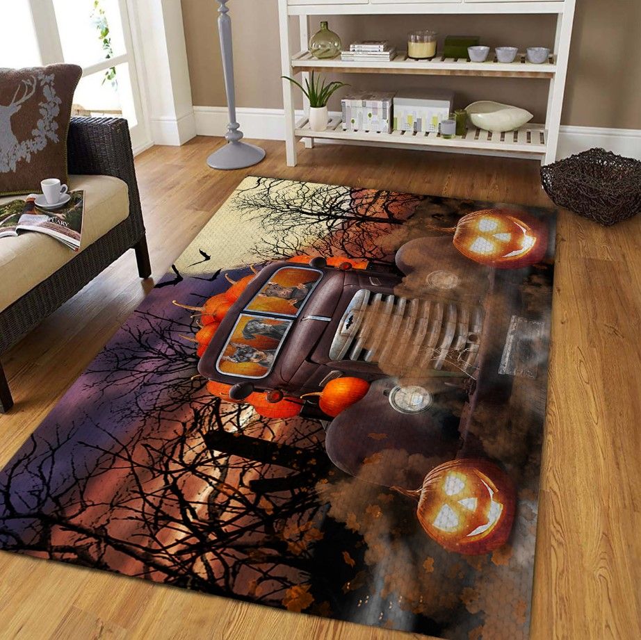 Doberman Pinscher and Pumpkin Car D0709 Rectangle Rug