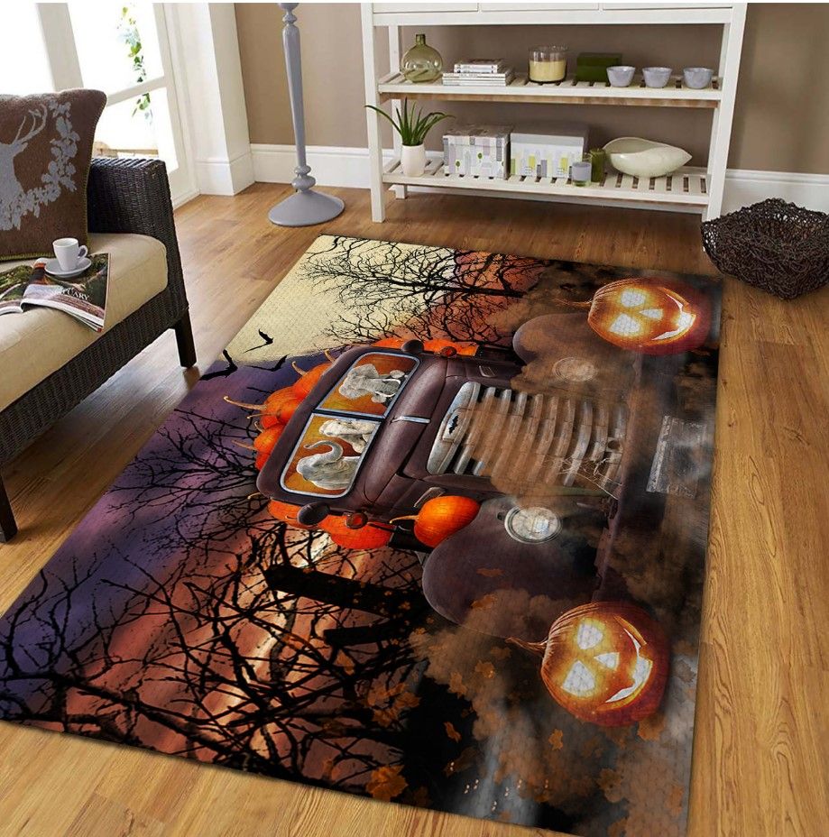 Elephant and Pumpkin Car D0709 Rectangle Rug