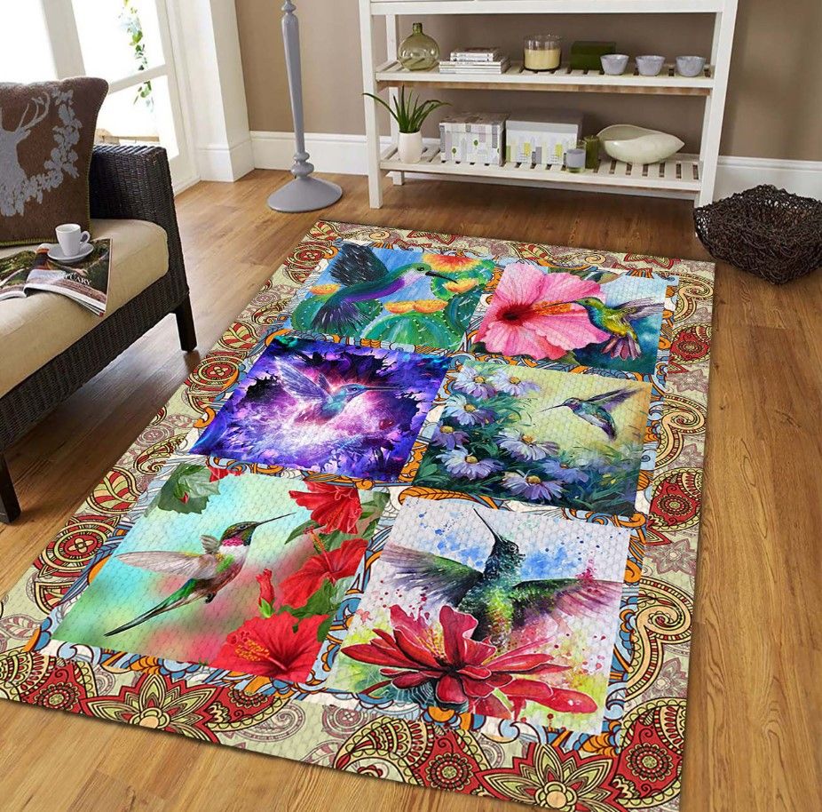 Hummingbird Flower D0709 Rectangle Rug
