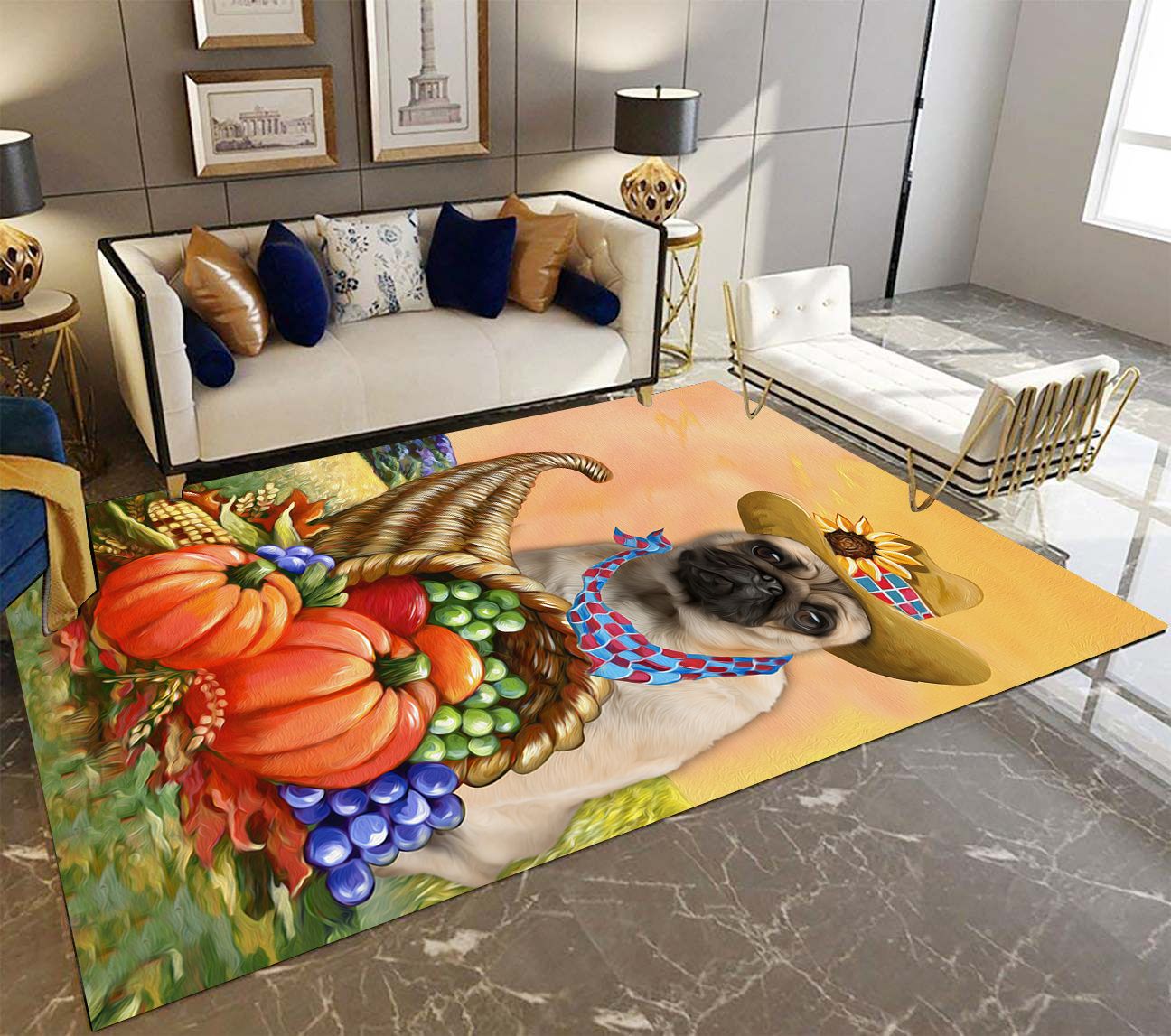 Pug Autumn Harvest T709 Rug