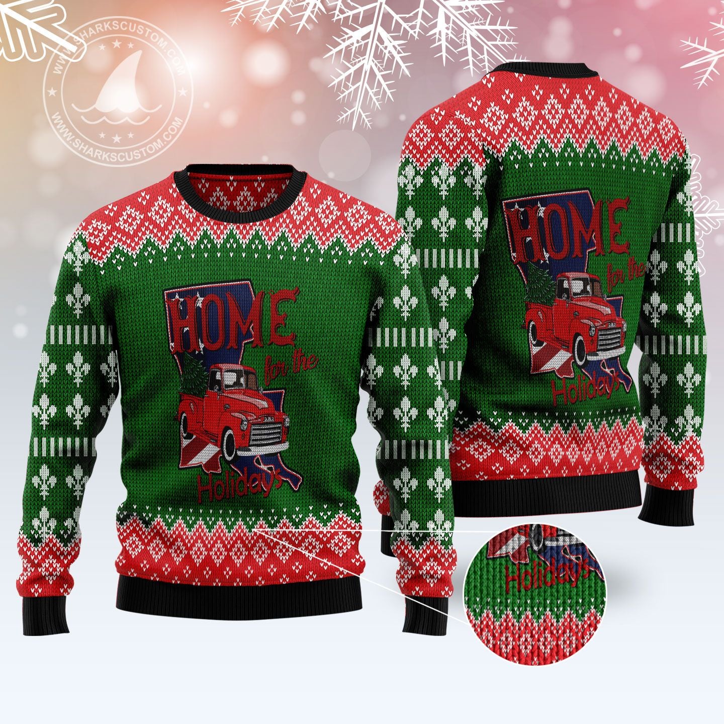 Louisiana Home For Christmas T229 - All Over Print Ugly Christmas Sweater