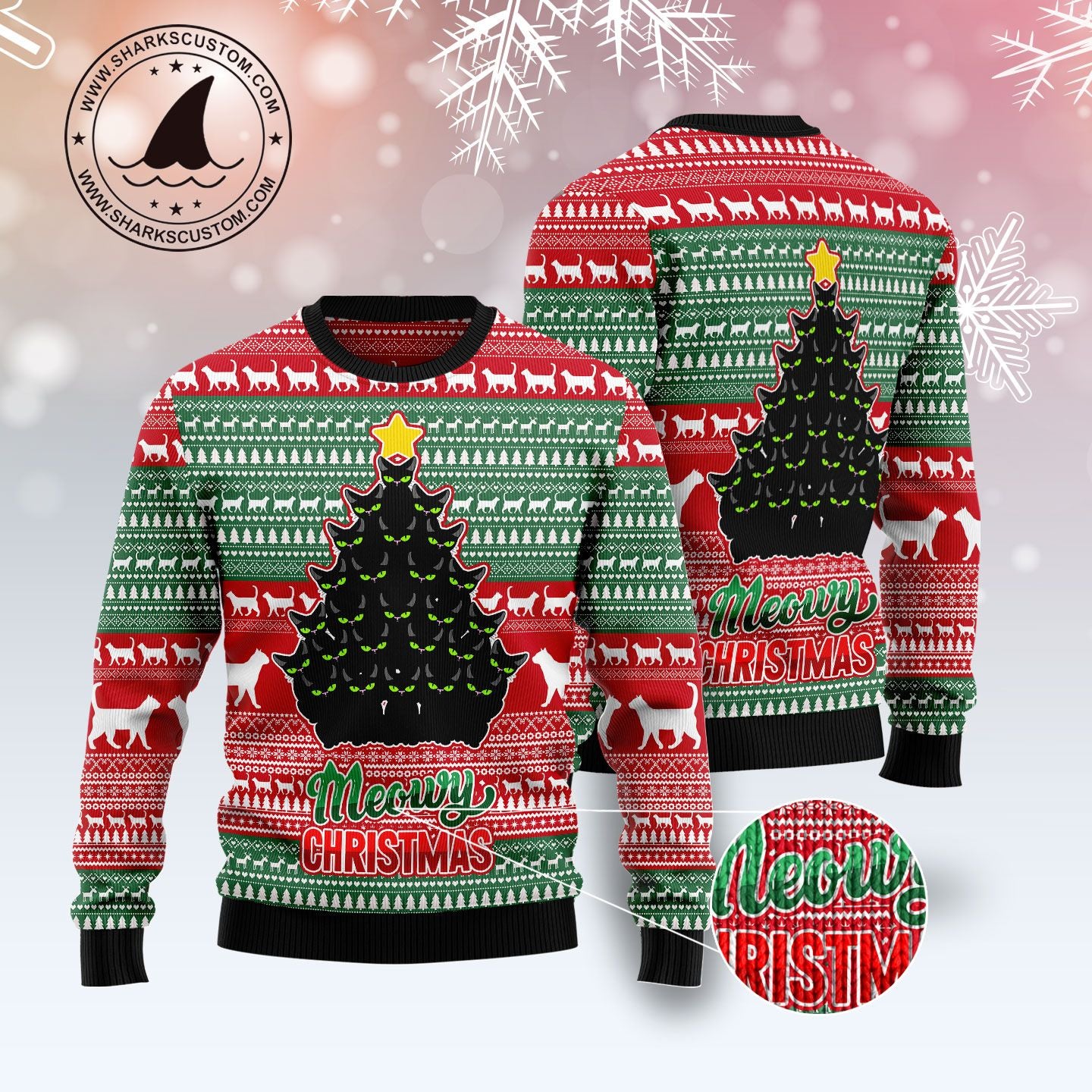 Black Cat Meowy Christmas TY239 Ugly Christmas Sweater