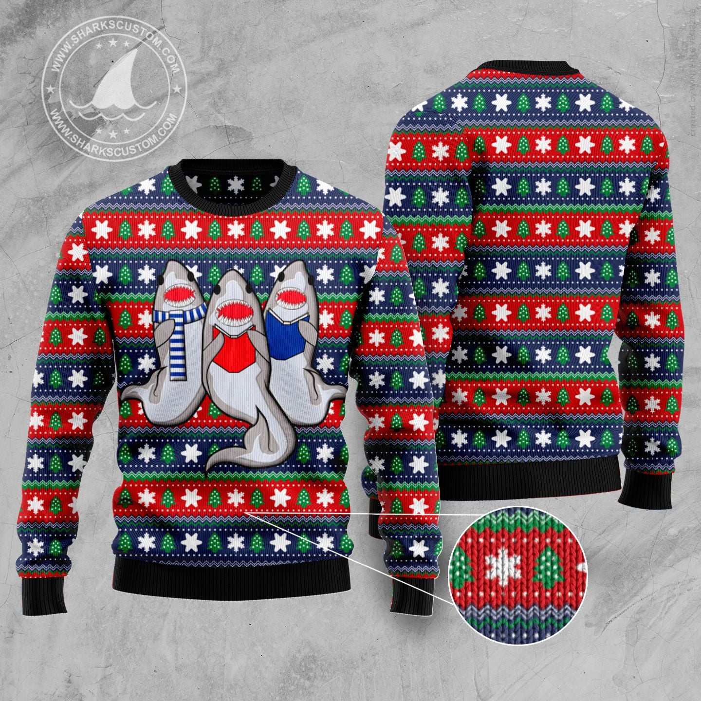 Carolling Sharks HZ92308 Ugly Christmas Sweater