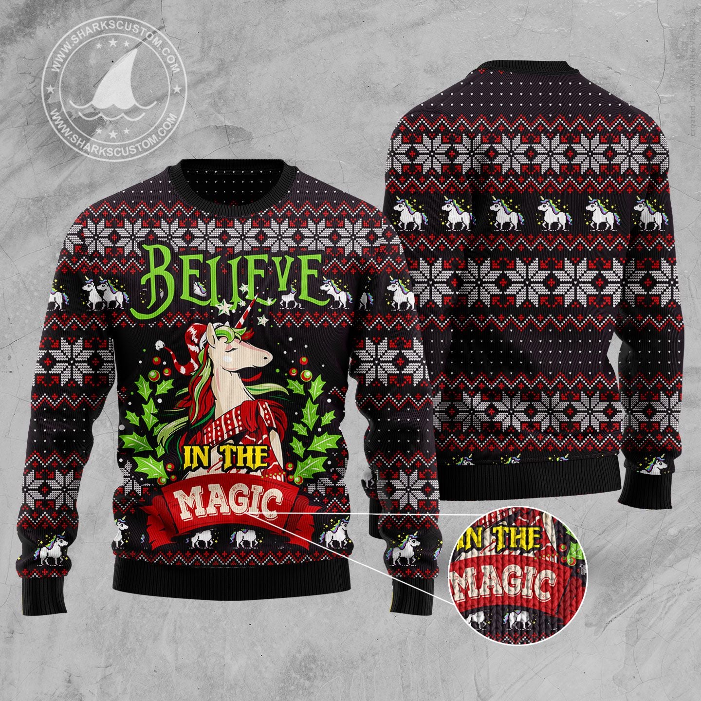 Unicorn Believe In The Magic HT92305 Ugly Christmas Sweater