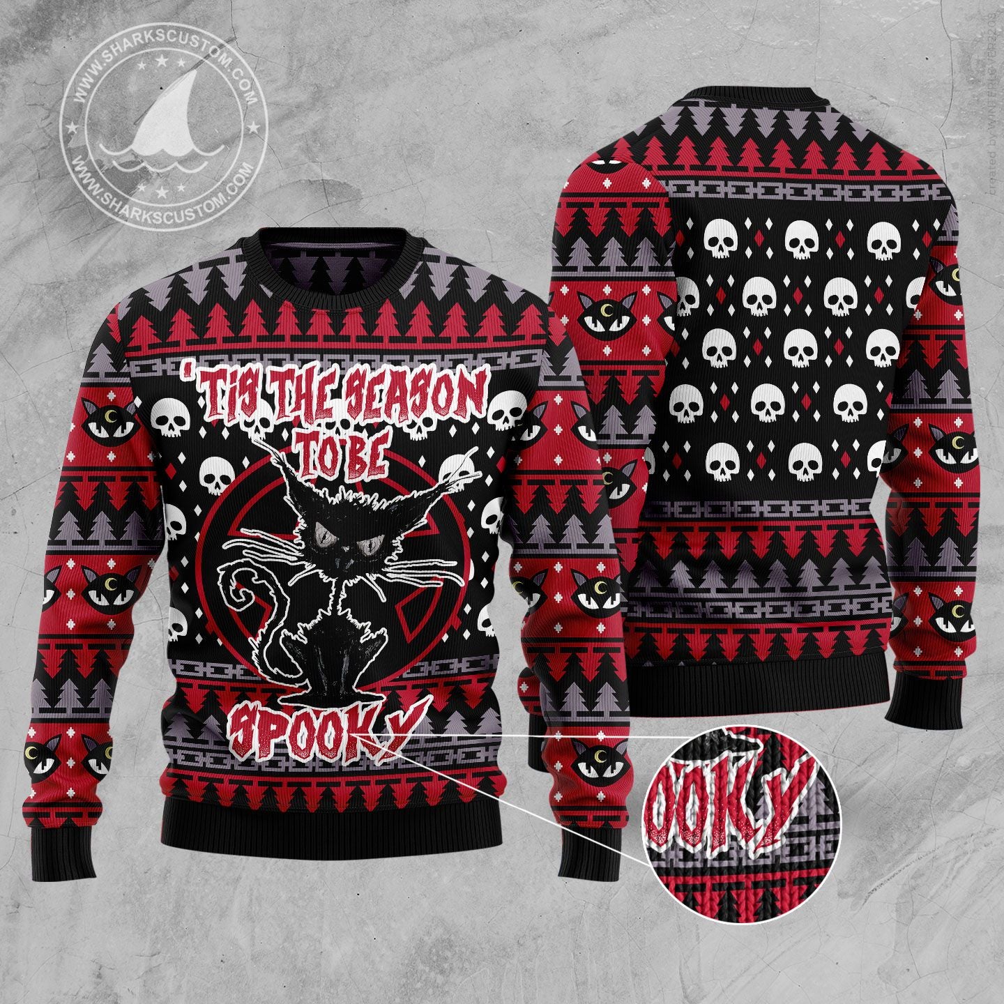 Black Cat Spooky Halloween T259 Ugly Christmas Sweater