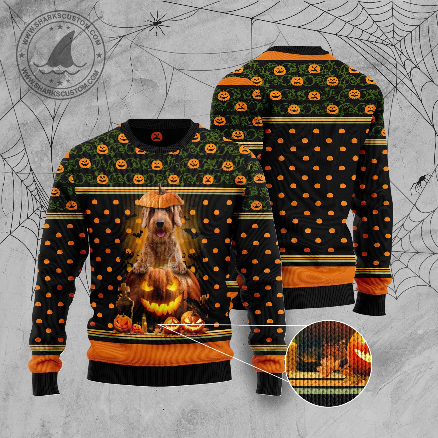 Goldendoodle Pumpkin Halloween T289 Halloween Sweater