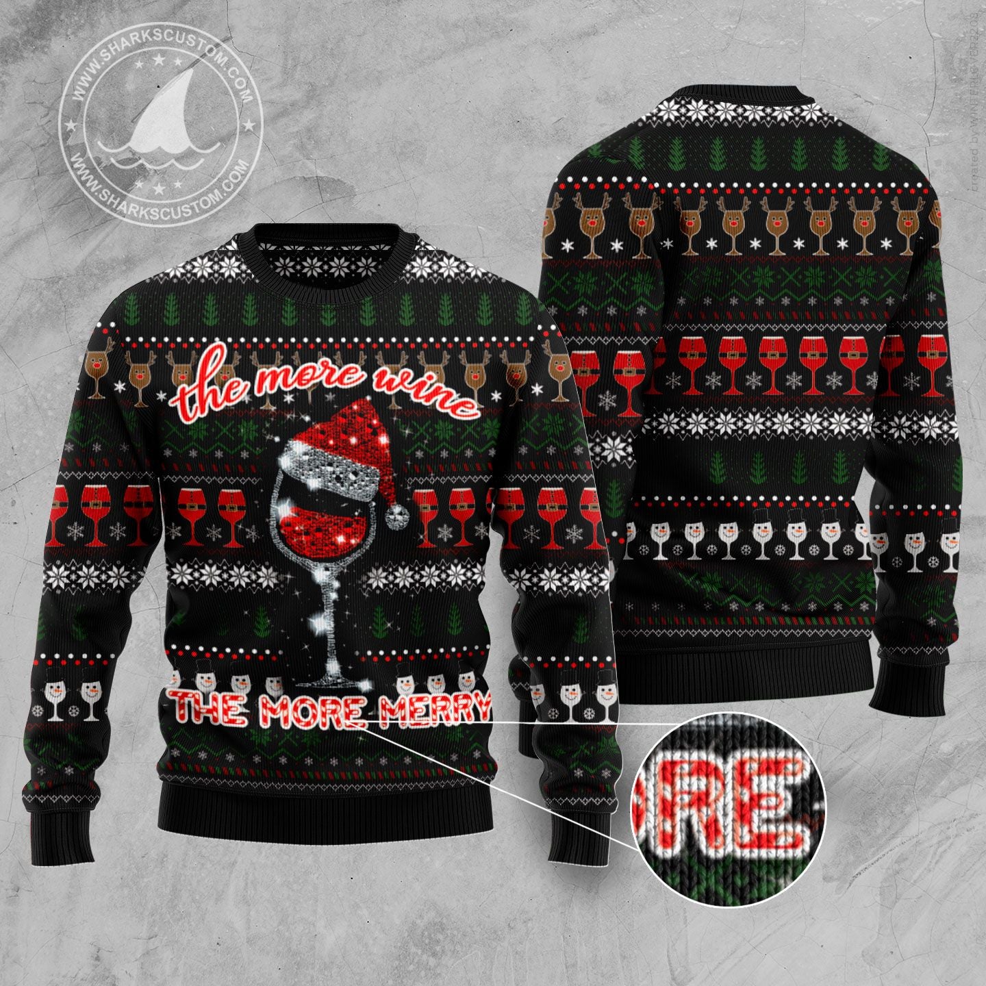 Red Wine More Merry TY289 Ugly Christmas Sweater