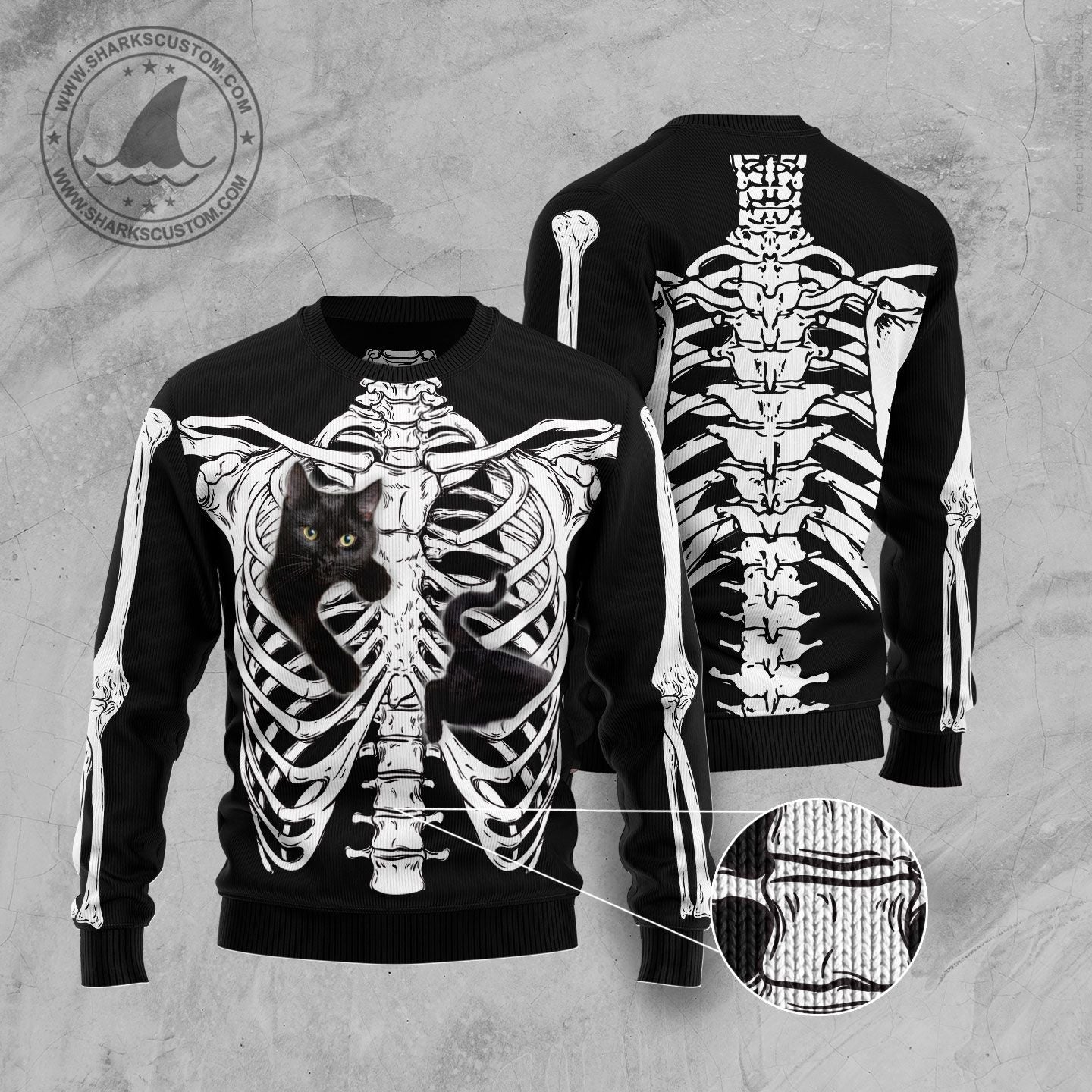 Black Cat Inside T289 Halloween Sweater