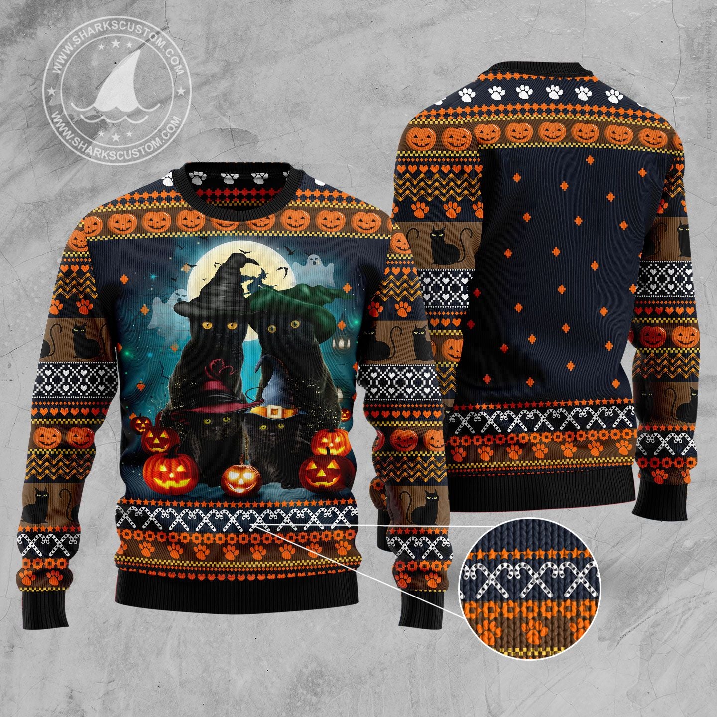Black Cat Family T299 Halloween Sweater