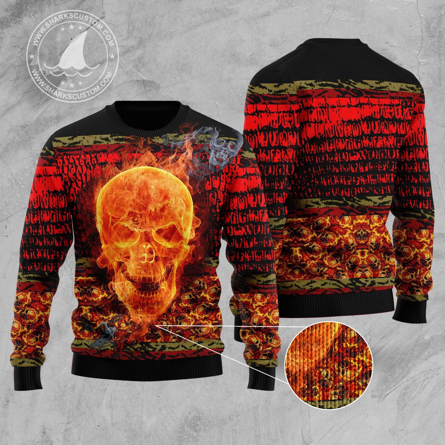 Fire Skull Halloween T299 Halloween Sweater