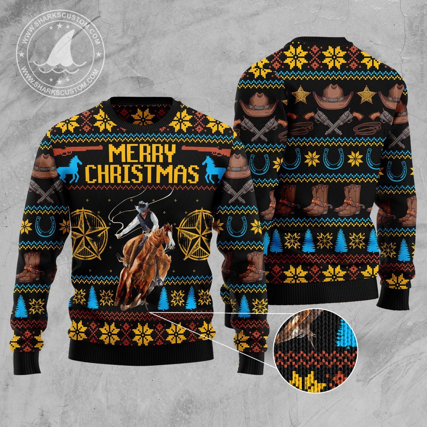 Cowboy Merry Christmas D0110 Ugly Christmas Sweater