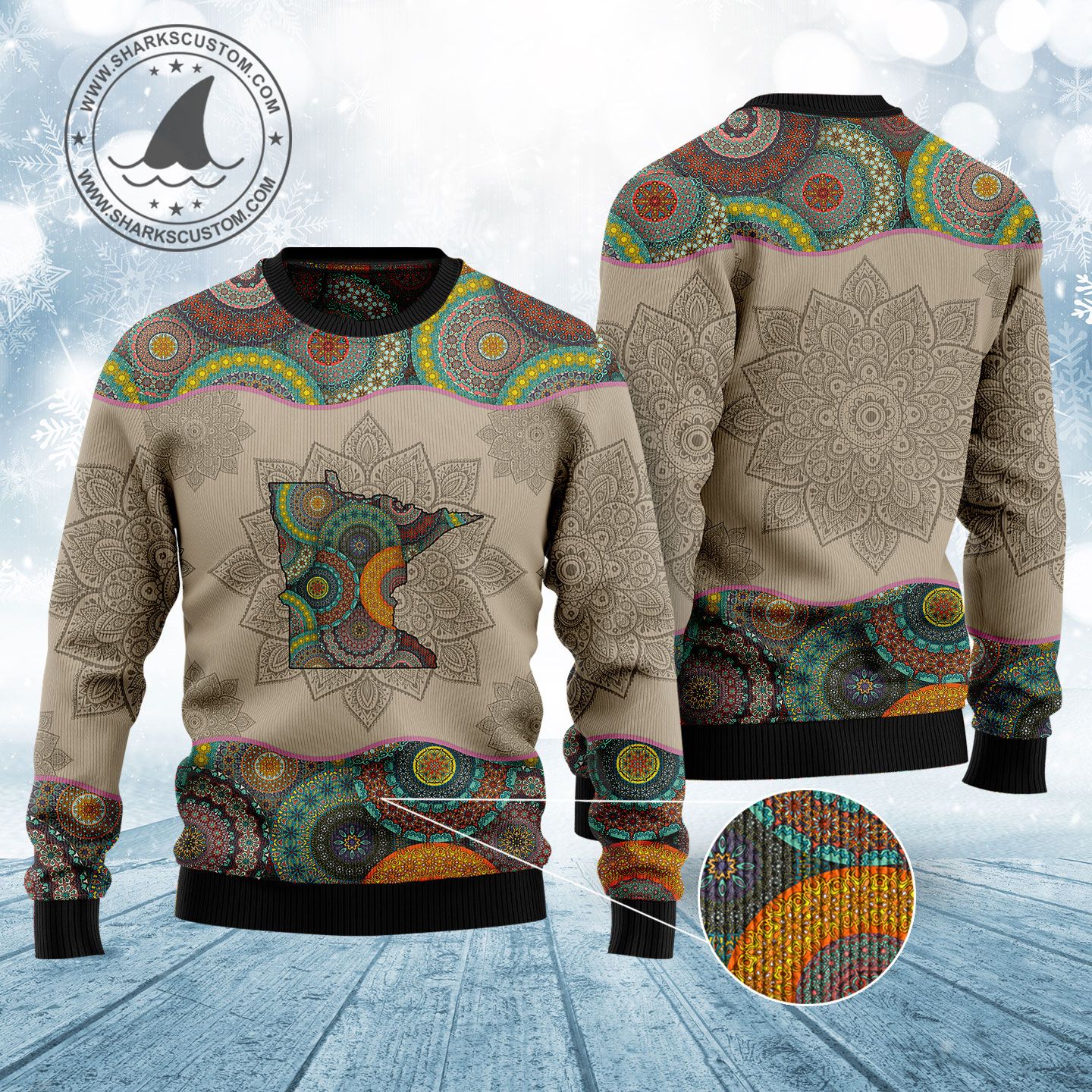 Awesome Minnesota Mandala H100132 Ugly Christmas Sweater