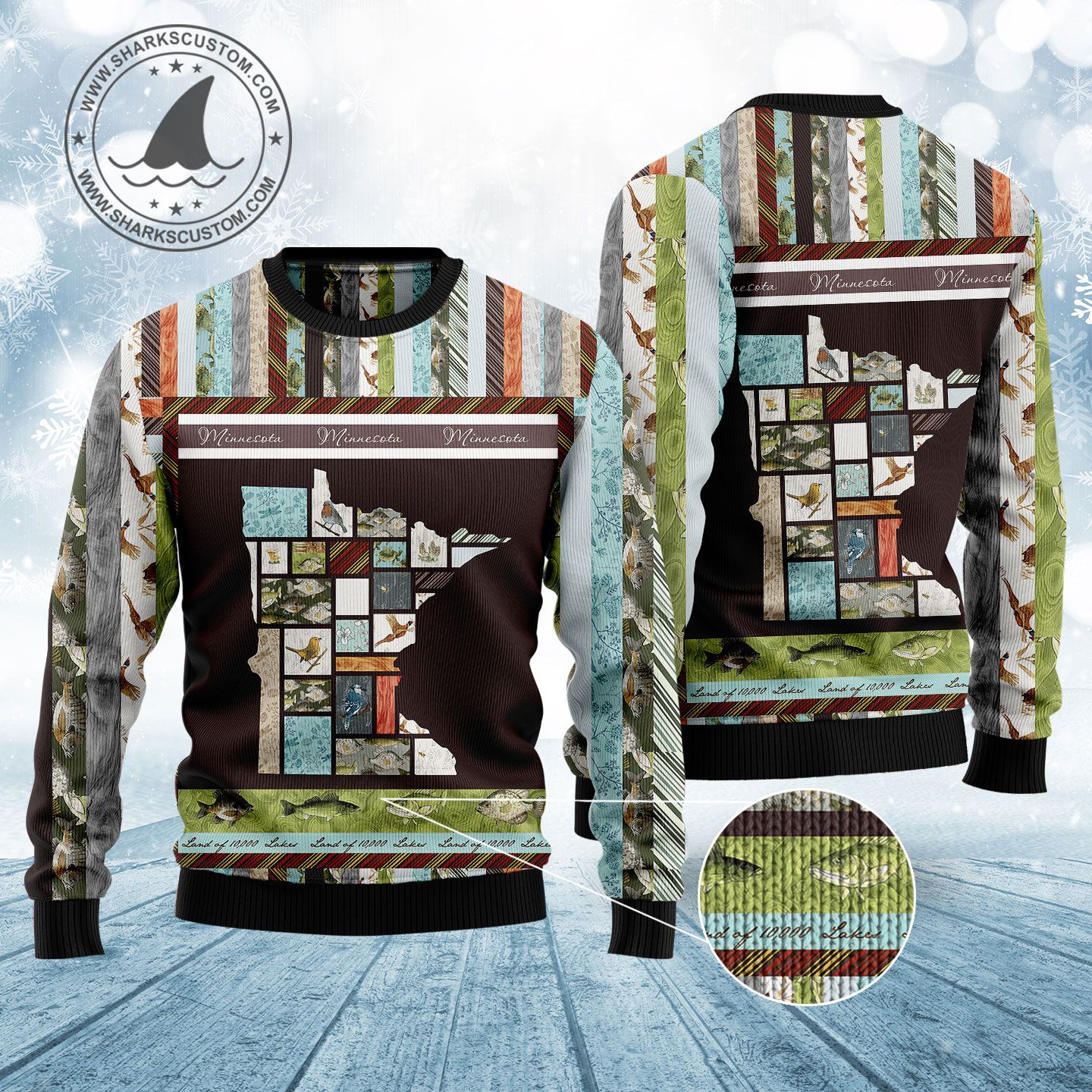 In The Deep Heart of Minnesota H100137 Ugly Christmas Sweater