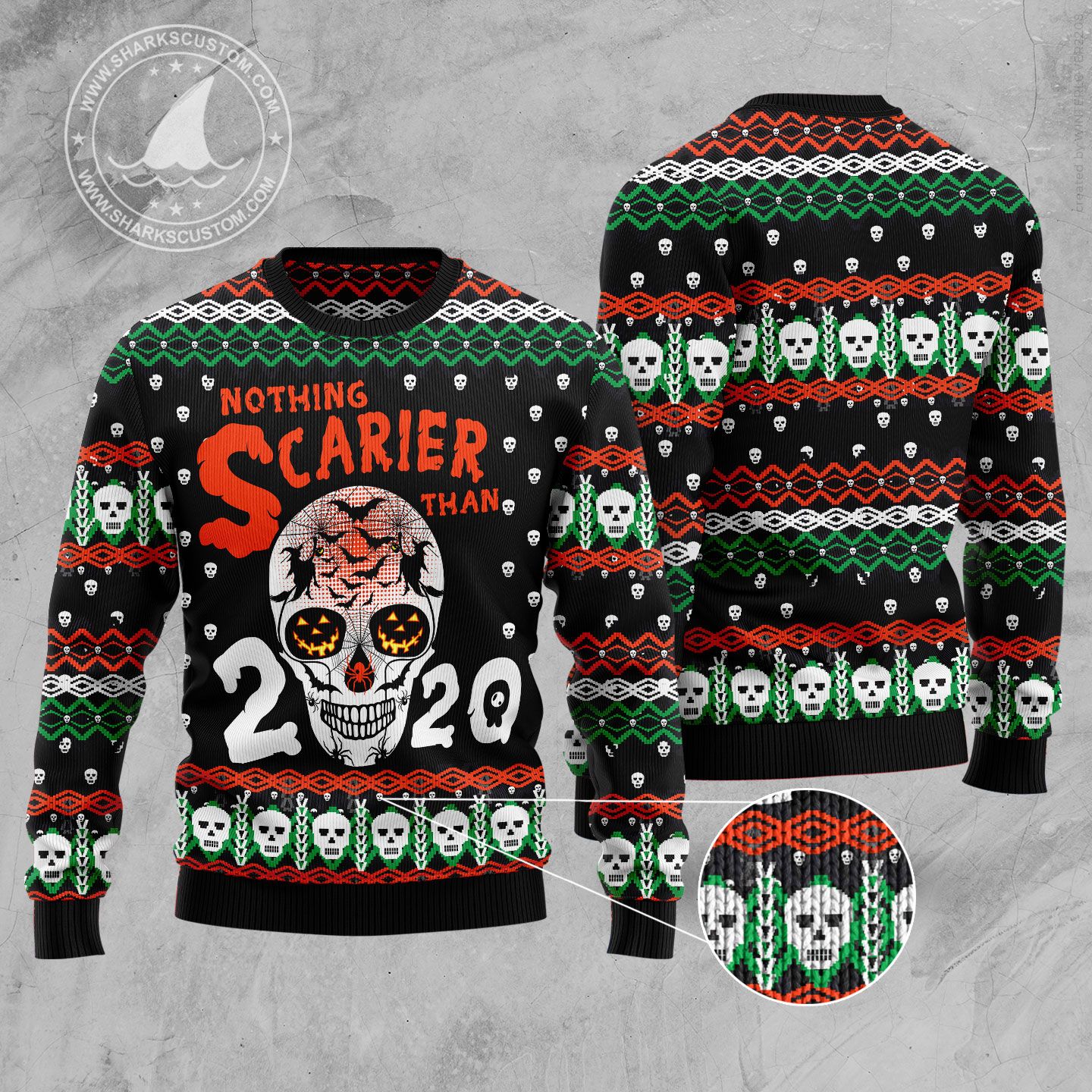 Skull Nothing Scarier Than 2020 T210 Ugly Christmas Sweater