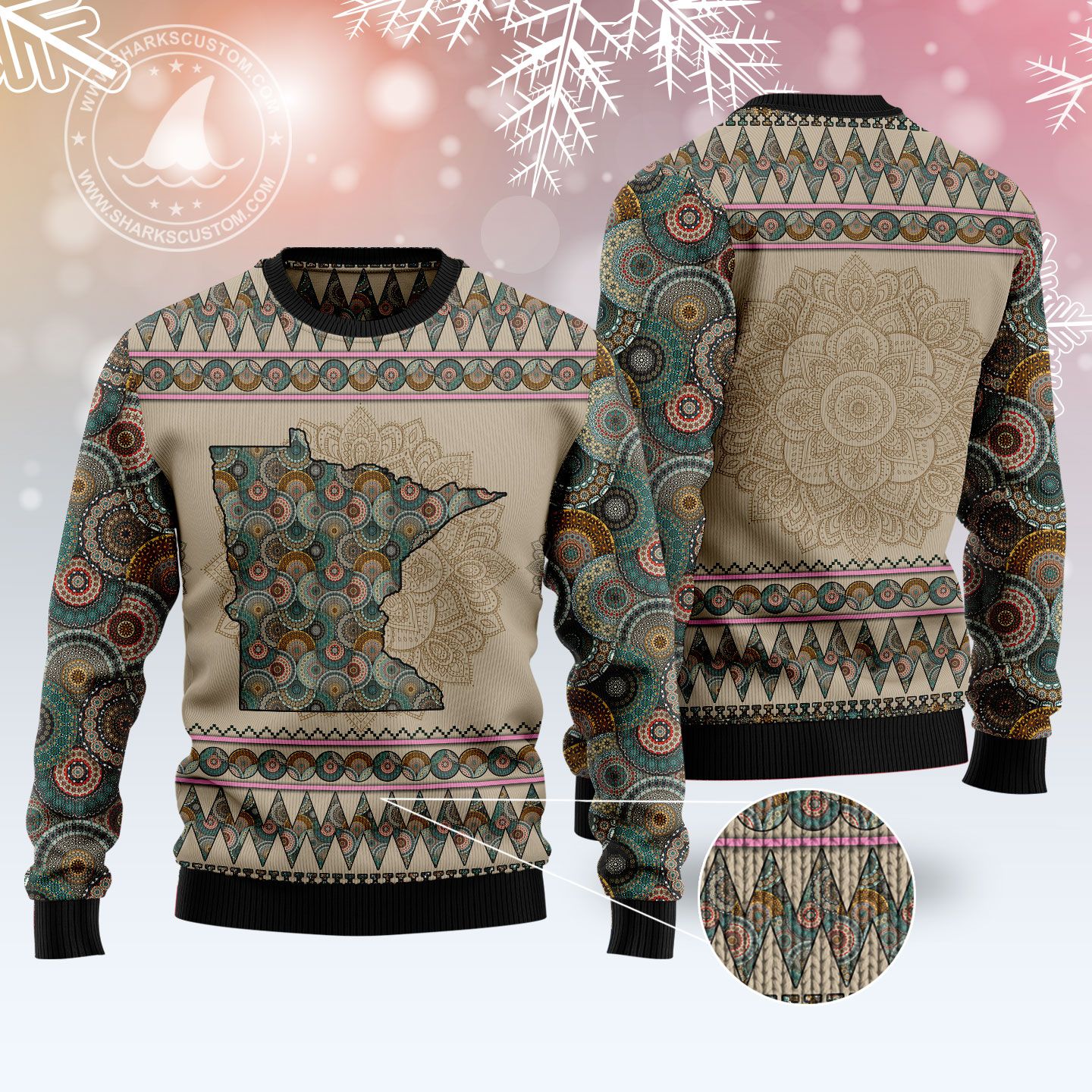 Minnesota Mandala T210 Ugly Christmas Sweater