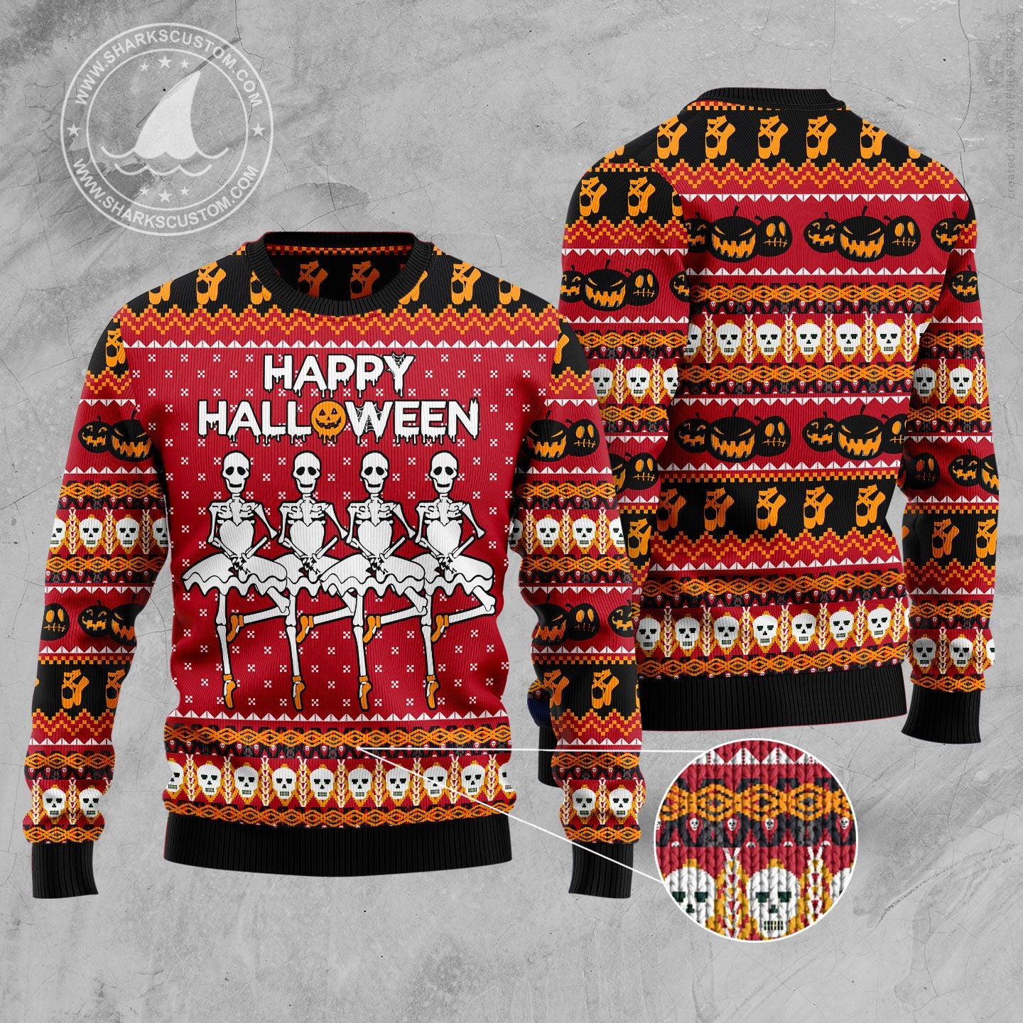 Ballet Skeleton T510 Halloween Sweater