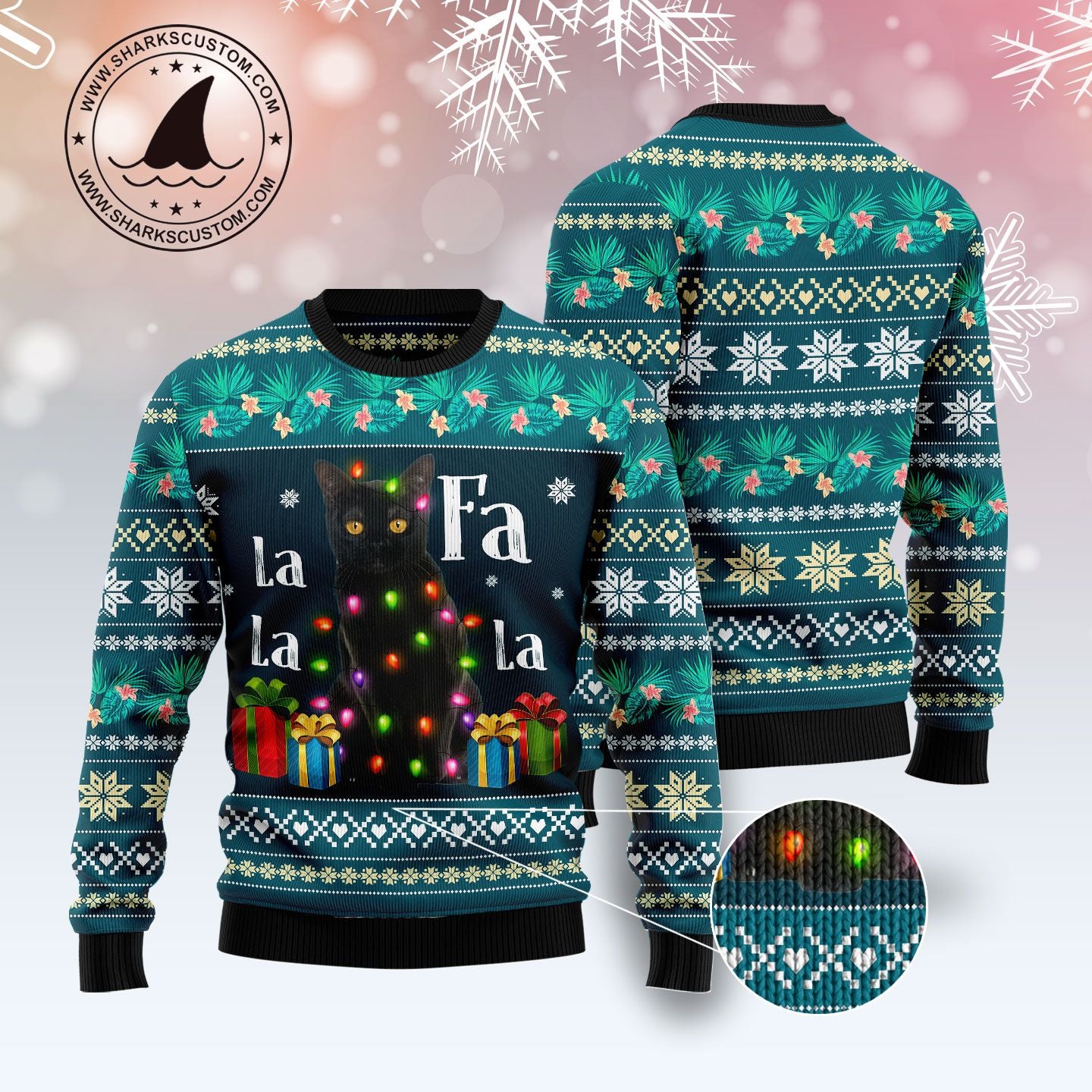 Black Cat Falalala TY610 Ugly Christmas Sweater