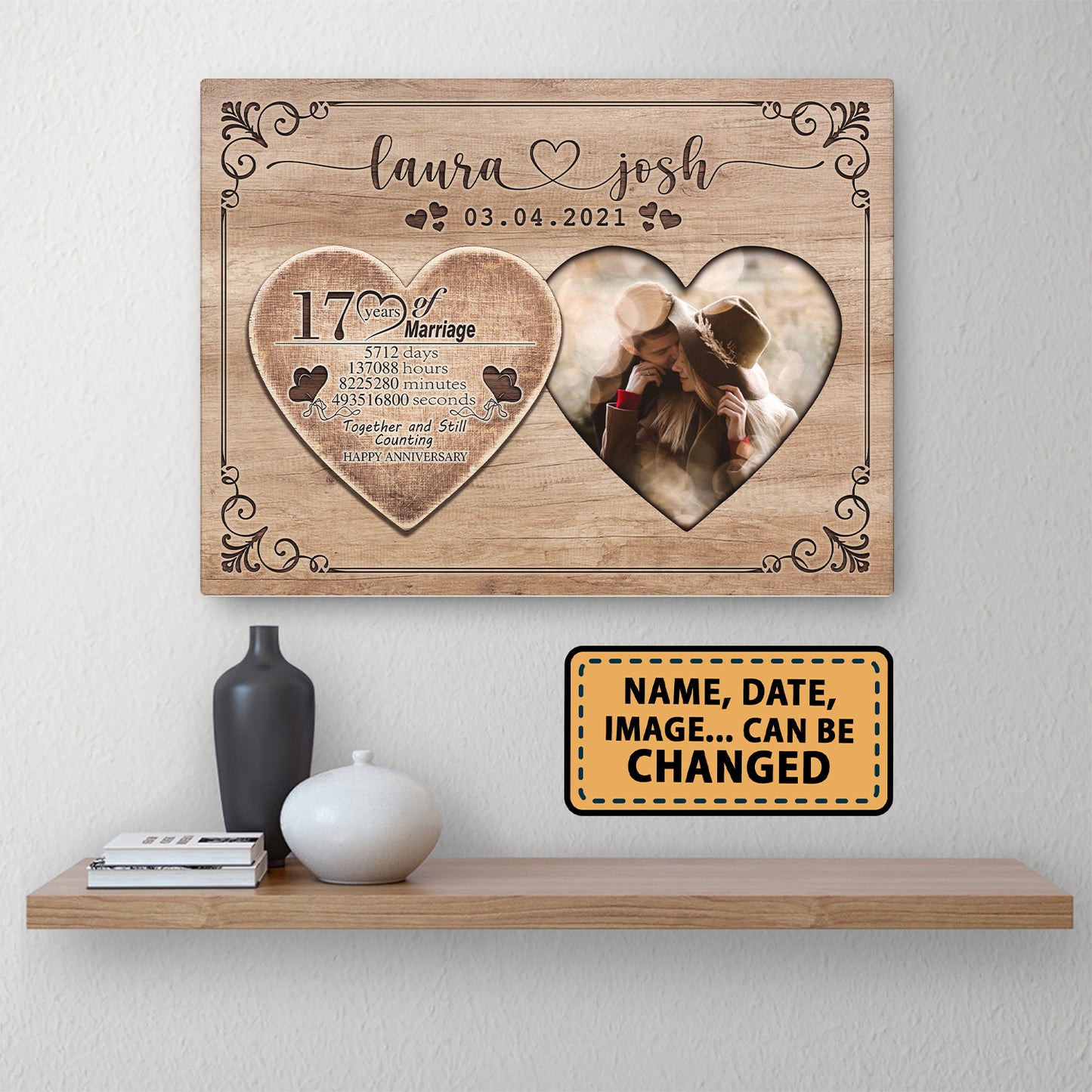 Happy 17th Anniversary First Year Of Marriage Anniversary Canvas