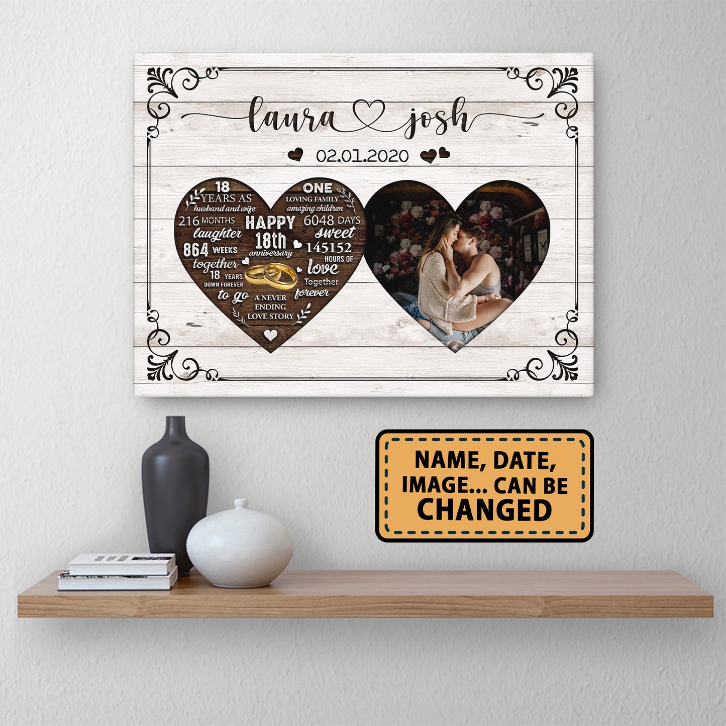 Happy 18th Anniversary As Husband And Wife Anniversary Canvas