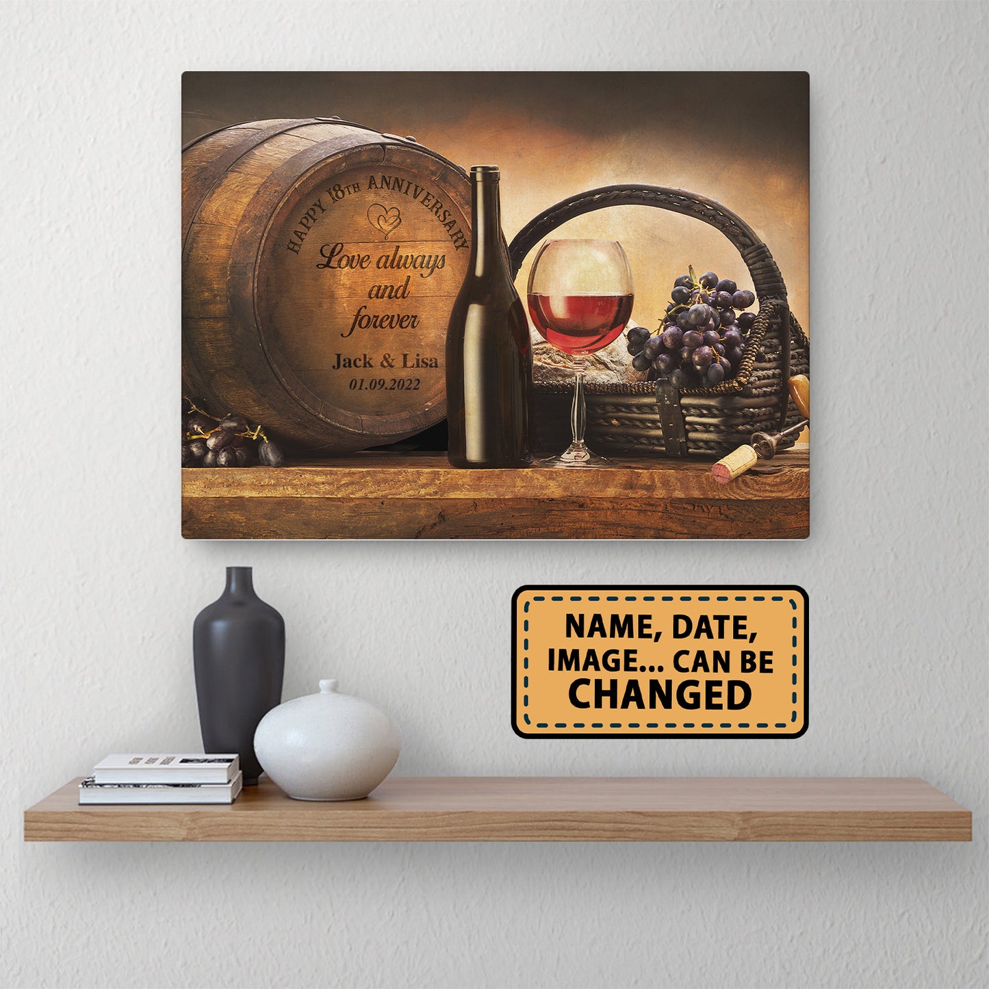 Happy 18th Anniversary Barrel Anniversary Canvas
